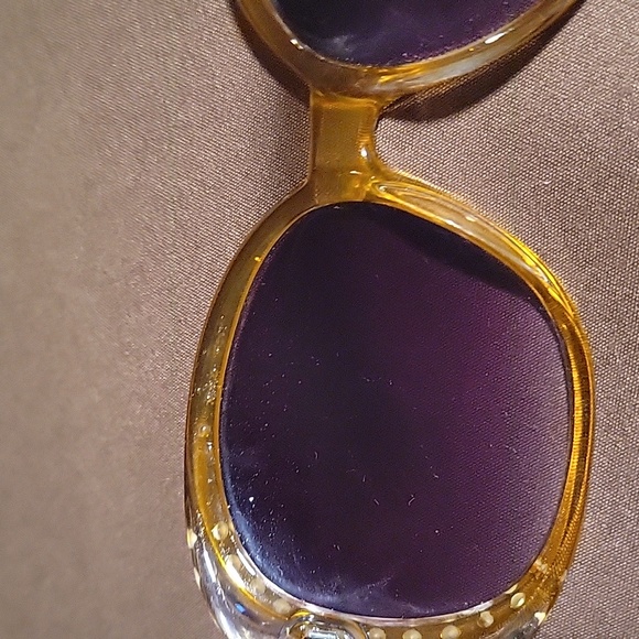 Ombre Gold Clear Round Rhinestone Sunglasses 👓 - Picture 9 of 10